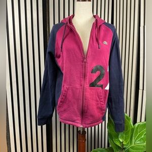 Lacoste Fuchsia and Navy Zip-Up Jacket Sz Lg